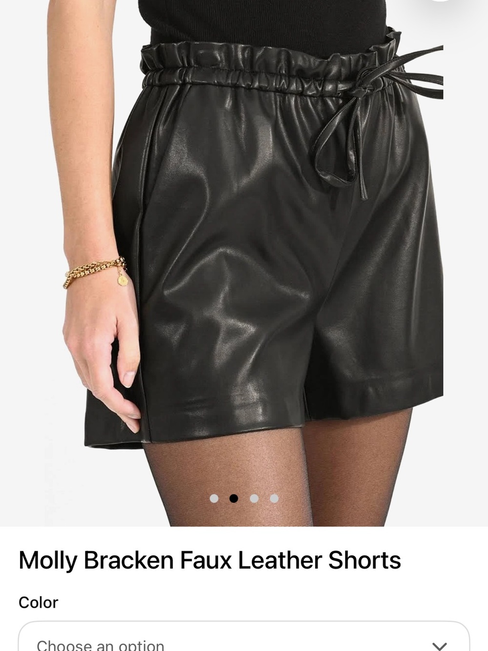 DARK GREEN Molly Bracken Black Faux Leather Paperbag Waist Shorts Size Large